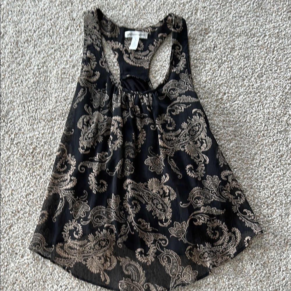 Ambiance Black and Tan Sleeveless Tank Top
